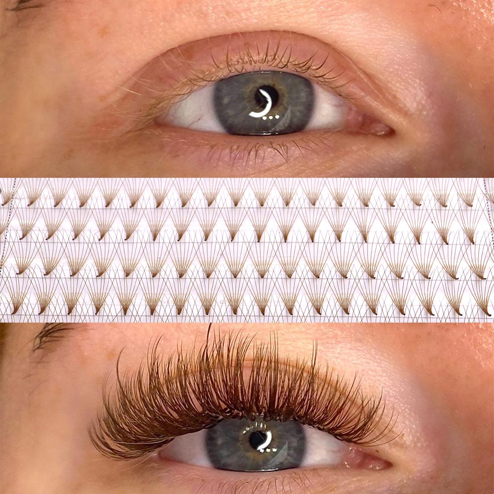 320 Colored Pointy Base Brown  - Eyelash Extension Russian recension och pris