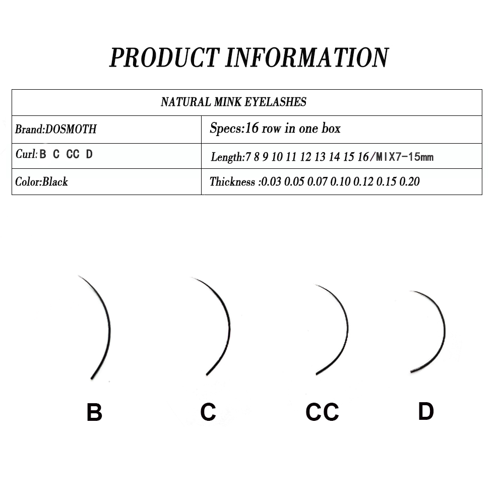 DOSMOTH 10 boxes 16rows 7-16mm - Eyelash Extension Human Hair recension och pris